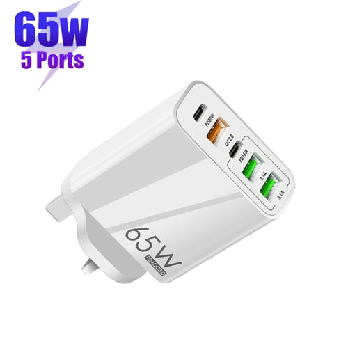 65W Dual PD Type-C Multi-Port Charger for Phones & Tablets