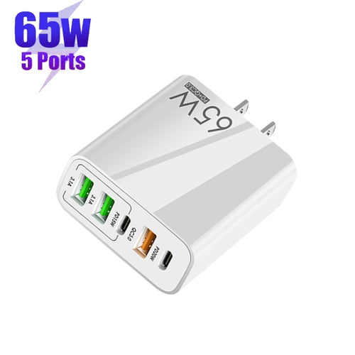65W Multi-Port Charger with Type-C to 8 Pin Cable, US Plug