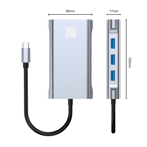 JUNSUNMAY Adattatore docking station 7 in 1 da tipo C a 4K HDMI / VGA / Ethernet Hub USB-C, JSM-HUB001