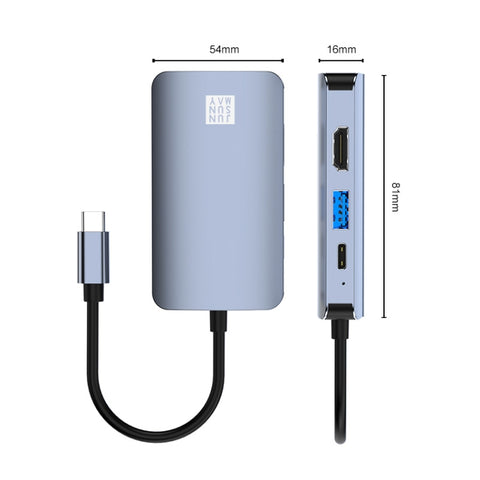 JUNSUNMAY Adattatore docking station HDMI / Ethernet 6 in 1 da tipo C a 4K Convertitore multiporta hub USB-C, JSM-HUB003