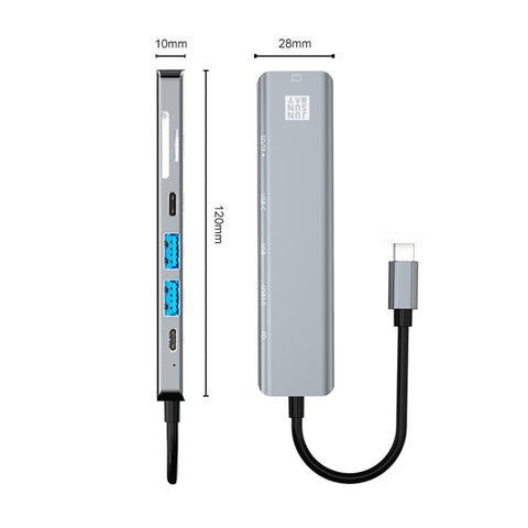 JUNSUNMAY Adattatore docking station HDMI 7 in 1 da tipo C a 4K Hub di ricarica rapida PD Lettore di schede SD/TF, JSM-HUB007