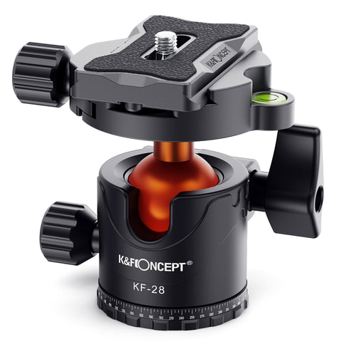 K&F CONCEPT KF31.023V3 Testa a sfera panoramica per treppiede in metallo ruotante a 360 gradi con piastra a sgancio rapido da 1/4 di pollice, KF31.023V3