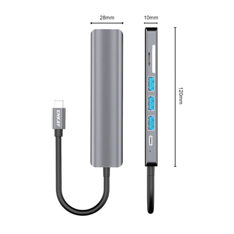 ENKAY Hat-Prince Adattatore docking station HDMI 7 in 1 da tipo C a 4K Hub di ricarica rapida PD Lettore di schede SD/TF, 7 in 1 Type-C to 4K HDMI