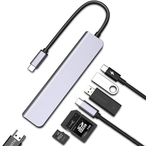 Hub USB C Adattatore multiporta USB C 7 in 1 con HDMI 100 W PD e lettore di schede SD/TF