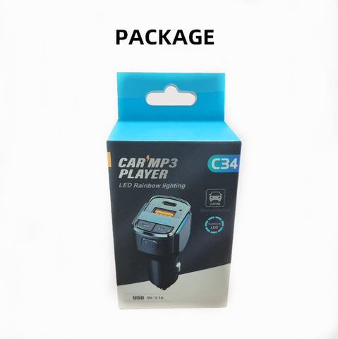 C34 Caricatore Bluetooth 5.0 pour auto-transmetteur FM Accendisigari Lettore musical MP3, C34