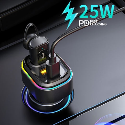 Bluetooth pour voiture V15 avec adaptateur pour batterie de voiture rapide PD micro oreillette Bluetooth sans fil avec suppression de la rumeur, V15