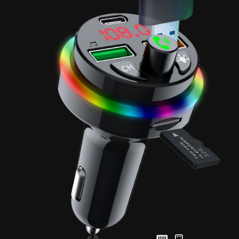 PDF16 Transmetteur FM Bluetooth 5.0 pour voiture Batterie de voiture rapide USB couleur de type C pour lumière ambiante colorée, PDF16