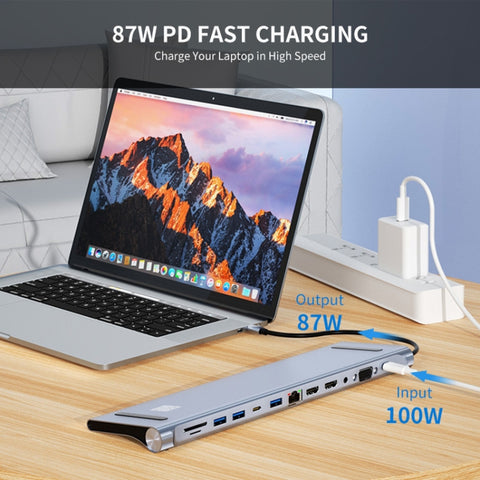 JUNSUNMAY Lettore di schede SD/TF adattatore docking station hub USB C multifunzionale 12 in 1, JSM-HUB022