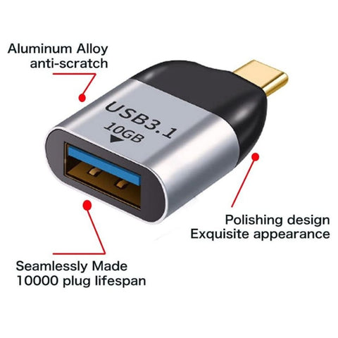 Adattatore USB 3.0 tipo A femmina a USB 3.1 tipo C maschio host OTG dati 10 Gbps per laptop e telefono