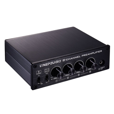 Distributeur de préamplificateur haut-parleur, commutateur 2 entrées 8 sorties, comparateur de haut-parleur, amplificateur de signal, avec contrôle du volume et de l'oreillette 16-600 ohm / Fonction moniteur Entrée de commutation du signal sur 2 canaux