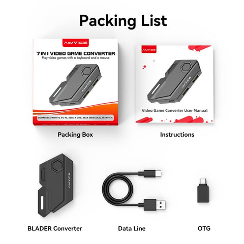 Convertisseur de jeux vidéo 7 en 1 Convertisseur de clavier de souris Outil auxiliaire de jeu de tir, Convertisseur de jeux vidéo 7 en 1