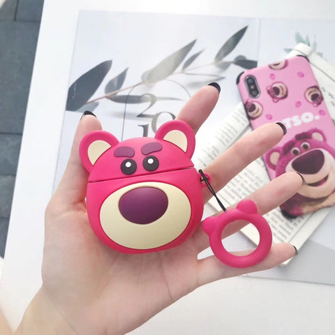 Custodia Protettiva per AirPods Red Bear con Corda in Silicone -