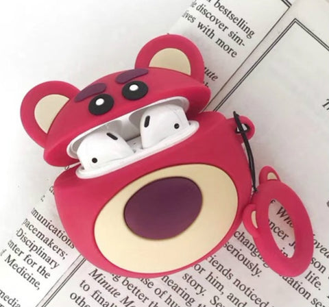 Custodia Protettiva per AirPods Red Bear con Corda in Silicone -