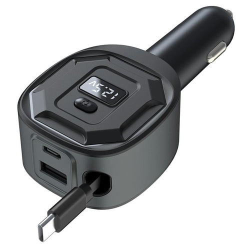 65W Fast Charging Car Charger with Retractable Cable and