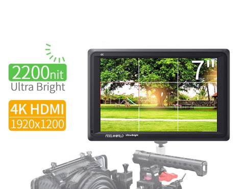FEELWORLD FW279 Monitor DSLR da campo ultra luminoso da 7 pollici 2200nit su fotocamera Full HD 1920x1200 4K Ingresso uscita HDMI Alta luminosità per stabilizzatore DSLR, FW279