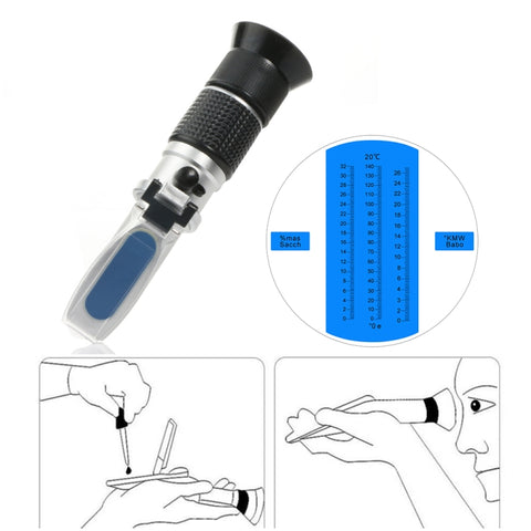 RZ136 Rifrattometro Frutta Vino Misuratore di Zucchero Portatile Auto Brix 0 ~ 32% Alcol 0 ~ 26% Succo di Frutta Vino Zucchero misuratore Rifrattometro