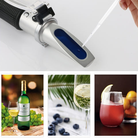 RZ136 Rifrattometro Frutta Vino Misuratore di Zucchero Portatile Auto Brix 0 ~ 32% Alcol 0 ~ 26% Succo di Frutta Vino Zucchero misuratore Rifrattometro
