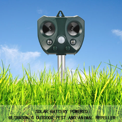 Repellente per animali solare ad ultrasuoni per esterni Sensore repellente per topi parassiti Giardino Uccello Gatto Cane Repellente per volpe Tenere lontani gli animali, Repellent