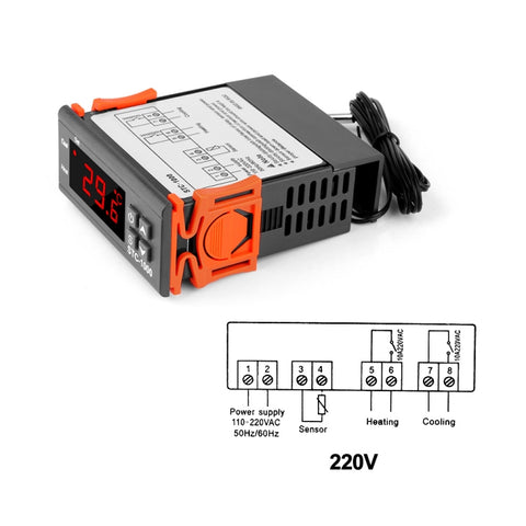 STC-1000 Thermostat numérique régulateur de température 220 V Thermostat régulateur de température LED pour relais incubateur 10 A Chauffage et rafraîchissement, 220 V