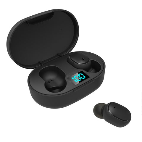 E6S Display LED Auricolare wireless TWS Bluetooth V5.3 Cuffie Auricolari Bluetooth impermeabili, E6S (Black)