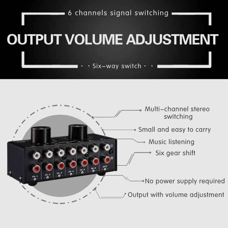 B016 Audio Source Selector with RCA Volume Control