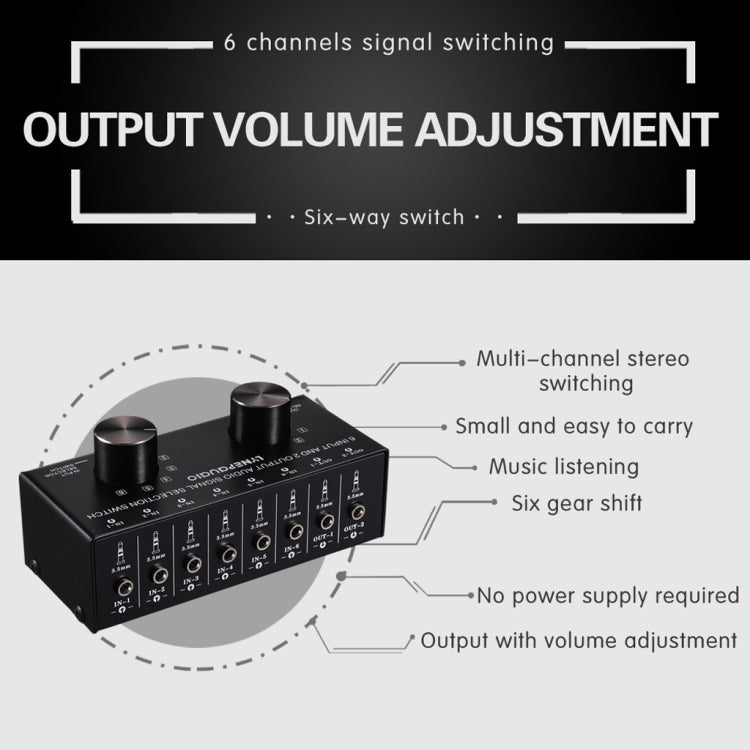 6x2 Audio Signal Switch with 3.5mm Interface