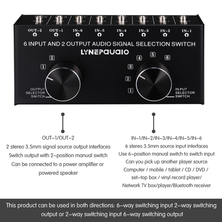 6x2 Audio Signal Switch with 3.5mm Interface