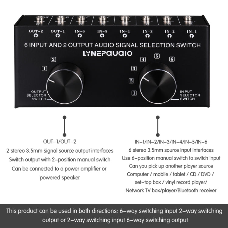 6x2 Audio Signal Switch with 3.5mm Interface