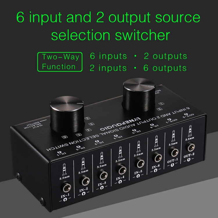 6x2 Audio Signal Switch with 3.5mm Interface