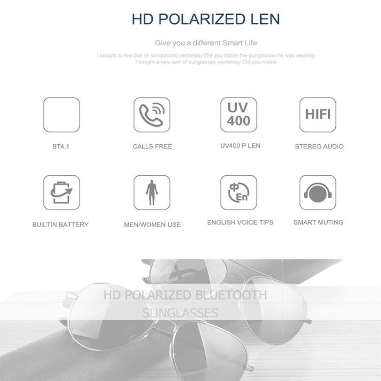 A8 Bluetooth Earphone Sunglasses with Hands-Free Mic