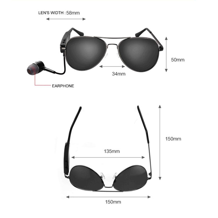 A8 Bluetooth Earphone Sunglasses with Hands-Free Mic