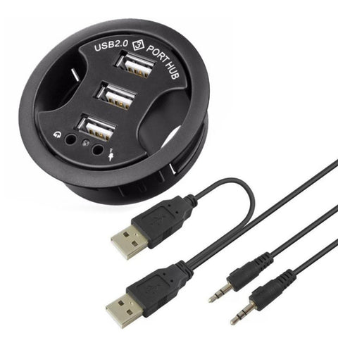 Hub USB 2.0 a 3 porte con jack audio e microfono da 3,5 mm