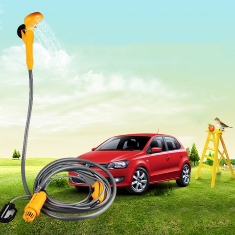 Doccia de voyage de camping avec prise pour voiture électrique portable de 12 V, douche de voyage de camping