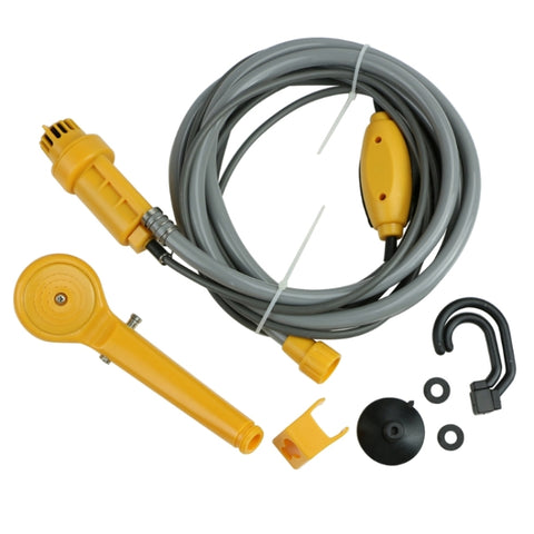 Doccia de voyage de camping avec prise pour voiture électrique portable de 12 V, douche de voyage de camping