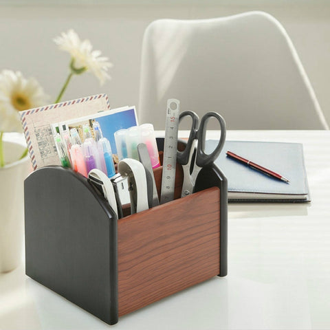 Portapenne in legno con 4 scomparti, Pen Holder