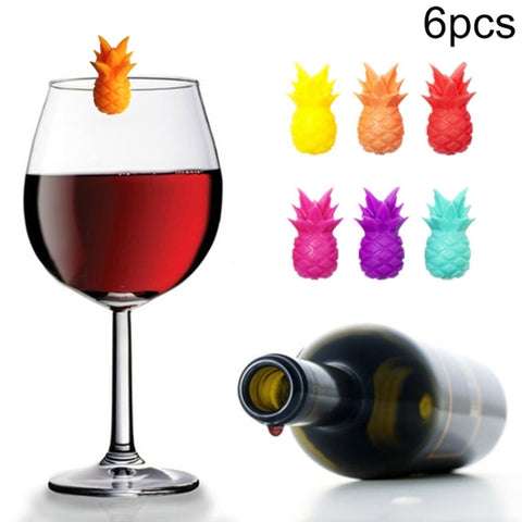 5 set di bicchieri da vino en silicone pour ananas, distinctifs pour contrassegni a forma di frutta per feste, Ananas