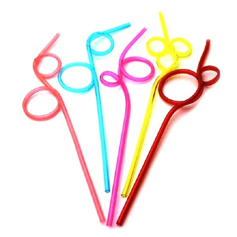 10 cannucce courbe en plastica creative, consegna en stile colore casuale, Pailles courbées en plastique