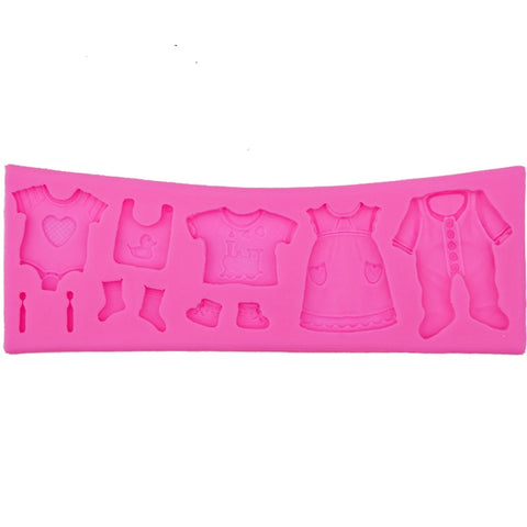 2 pièces tampons à partir du moule à chaussures pour enfants tampons pour gâteaux fondants robes pour bébés tampons en silicone faits à la main pour bébé West Point, forme de vêtements pour enfants