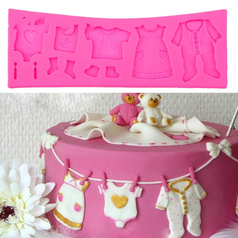 2 pièces tampons à partir du moule à chaussures pour enfants tampons pour gâteaux fondants robes pour bébés tampons en silicone faits à la main pour bébé West Point, forme de vêtements pour enfants