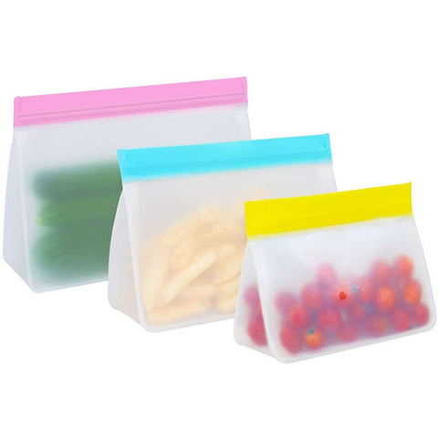 2 ensembles de sacs pour aliments PEVA riutilizzano sacs de conservation sigillati tridimensionnels addensati, consegna di colori casuali, Sacs de conservation scellés