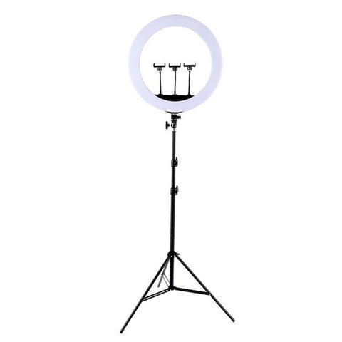 HQ-21N Kit lumière vidéo pour photographie Vlogging avec anneau LED de 21 pouces 52,5 cm avec télécommande et support de téléphone et support pour trépied de 2,1 m, colonne européenne, 21 pouces