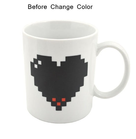 Creative Heart Magic Tasse à changement de température Tasse camaleonte qui change de couleur Tasse sensible à la chaleur pour café, tè et latte, tasse à changement de couleur