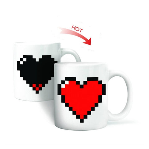 Creative Heart Magic Tasse à changement de température Tasse camaleonte qui change de couleur Tasse sensible à la chaleur pour café, tè et latte, tasse à changement de couleur