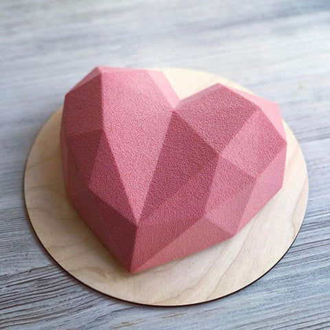 3 pièces Diamond Love Stampo en silicone pour torta fai-da-te Strumento per cottura in spugna Stampo pour mousse dessert en mousseline, Diamond Love Shape