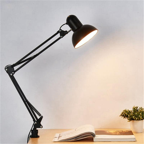 Lampada da tavolo flessibile con supporto a morsetto con braccio oscillante, studio per ufficio, tavolo da casa, lampada da scrivania