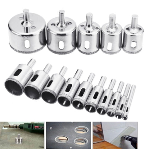 15 in 1 apri foro in vetro diamantato da 6-50 mm, apri foro in marmo ceramico, 15 In 1 Diamond Glass Hole Opener