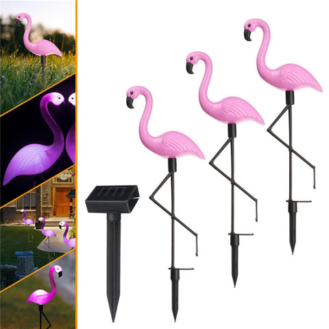 Lampada da notte per luci paesaggistiche per percorso da giardino a LED con fenicottero solare impermeabile 3 in 1