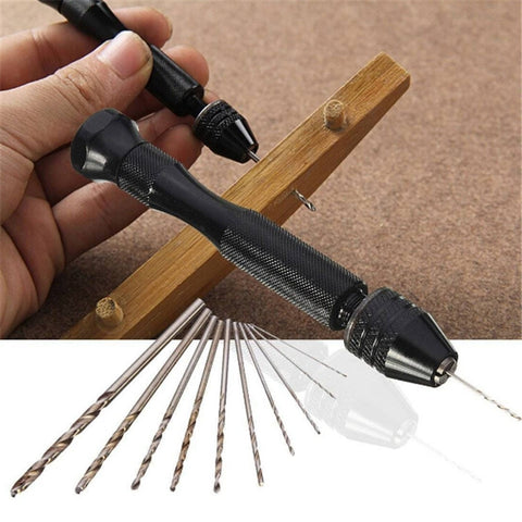 Mini trapano manuale 11 In1 con trapano in plastica per punzonatura Wenwan in noce, 11 In 1 / Set