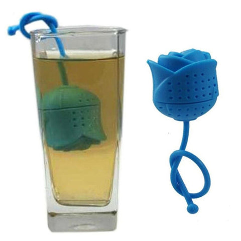 Infusore per tè in silicone rosa, colino per tè a foglie sfuse, filtro per infusore per spezie a base di erbe, strumenti per il tè, consegna casuale a colori, Rose Shape