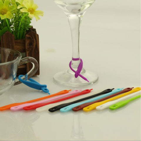 12 pièces/ensemble Riconoscimento bichiere di vino Marchio creativo per bichiere di vino en silicone, Corde